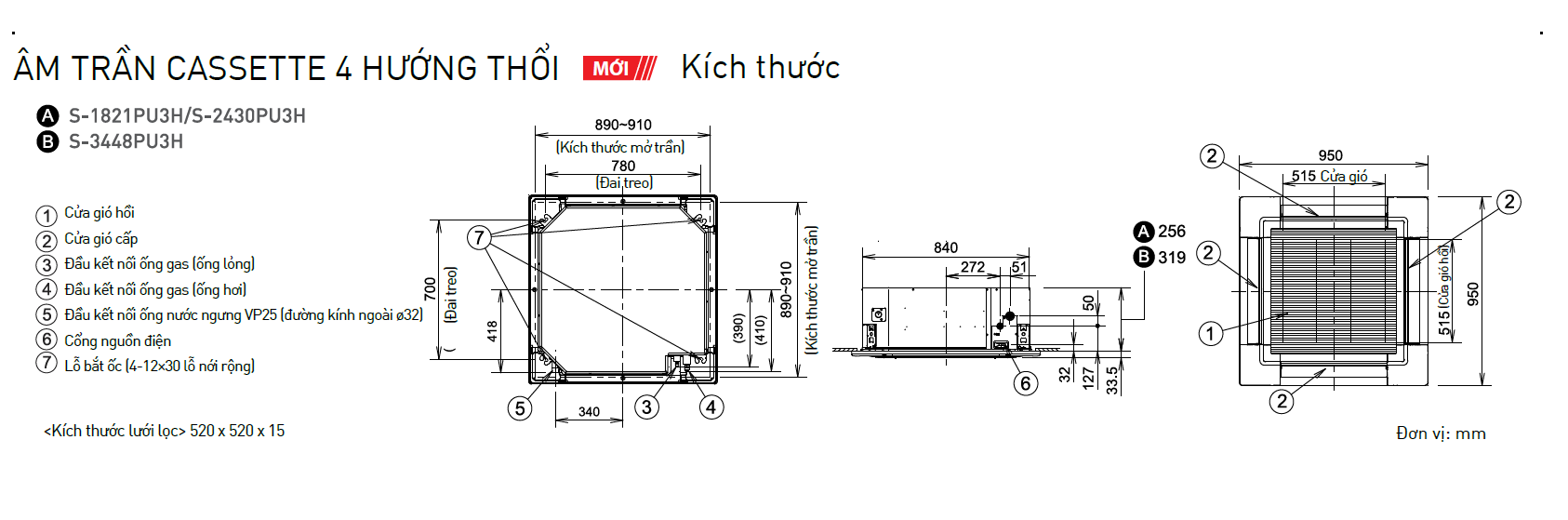 Máy lạnh Âm trần Cassette Panasonic S-3448PU3H/ U-34PR1H5 (4.0HP) - Inverter