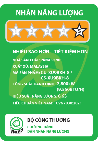 Máy lạnh treo tường cao cấp Inverter Panasonic CU/CS-XU9BKH-8 (1.0HP)