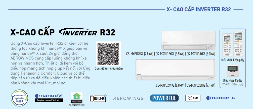 Máy lạnh MULTI Inverter treo tường cao cấp Panasonic 2.0 HP - Combo 1