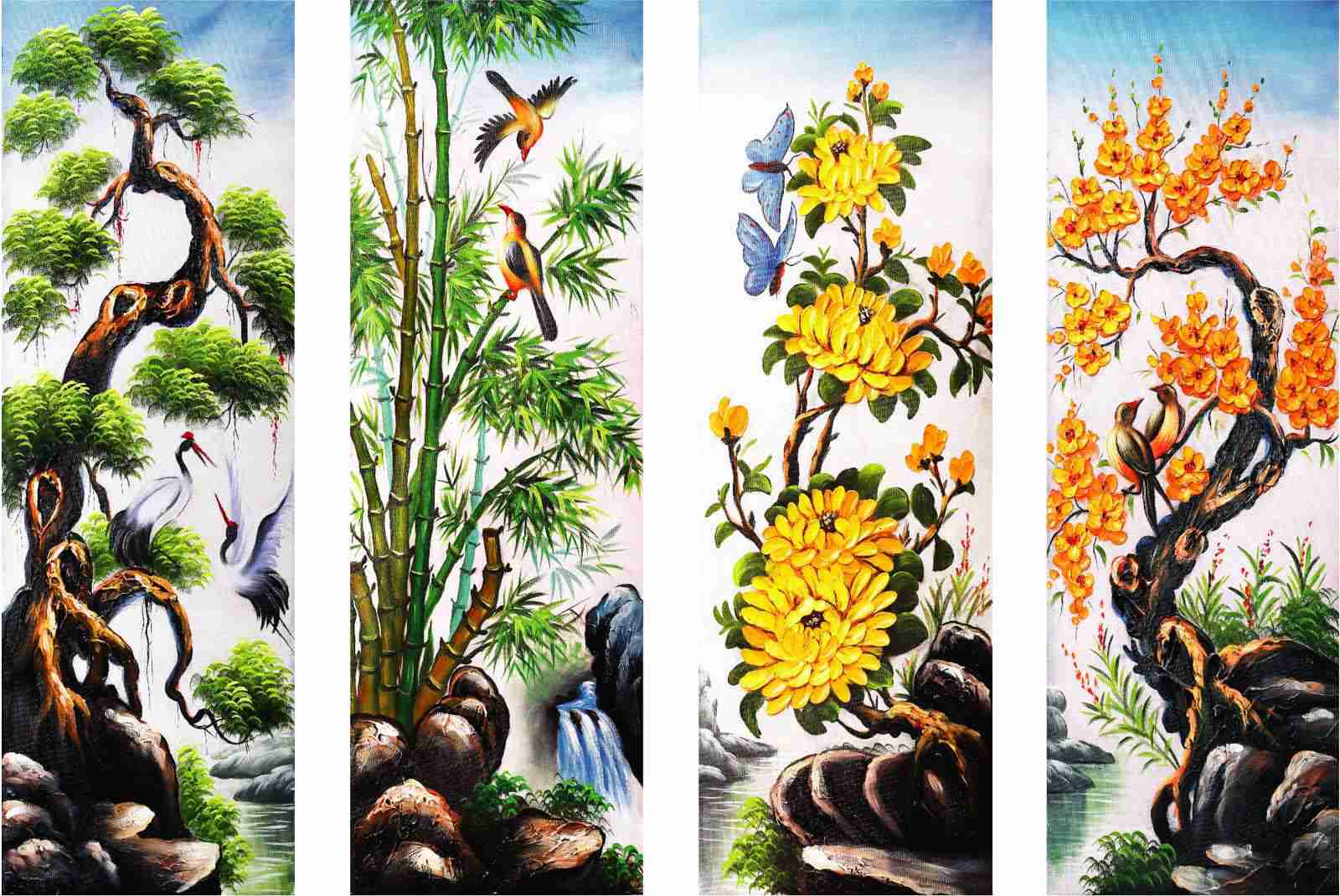 Tranh Tùng, Cúc, Trúc, Mai - Sang Trọng- Ý Nghĩa 2021 Tranh Tùng Cúc Trúc Mai