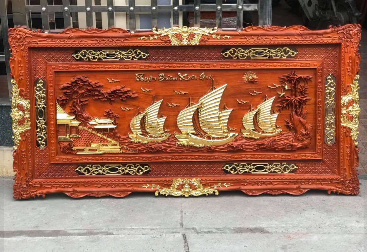 Tranh khắc gỗ là dòng tranh mang nét truyền thống của người Á Đông 8 Tranh Gỗ Thuận Buồm Xuôi Gió