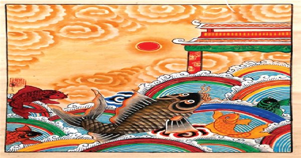 Tranh Hàng Trống – Nét đẹp bản sắc dân tộc Việt Nam 4 Cá chép vượt vũ môn
