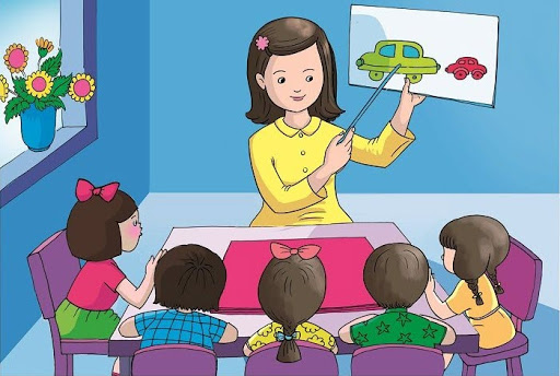 Vẽ tranh cô giáo giảng bài