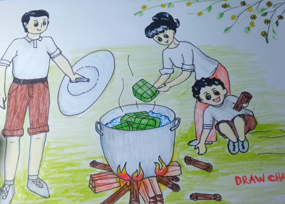 Ý Tưởng Vẽ Tranh Đề Tài Ngày Tết Tràn Đầy Ý NGhĩa 3 Tết cũng là thời điểm nhiều lễ hội diễn ra