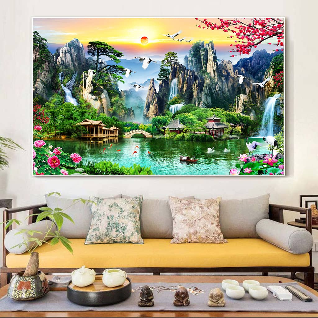 Tranh Canvas là gì? Giải đáp tất tần tật về dòng tranh này 9 Tranh canvas thác nước
