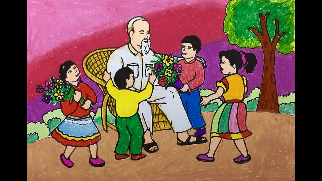 Tranh Vẽ Bác Hồ - Kỷ Niệm 131 Năm Ngày Sinh Nhật Bác vẽ tranh bác Hồ