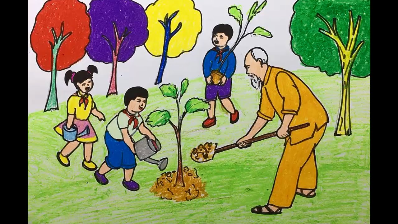 Tranh Vẽ Bác Hồ - Kỷ Niệm 131 Năm Ngày Sinh Nhật Bác vẽ tranh bác Hồ