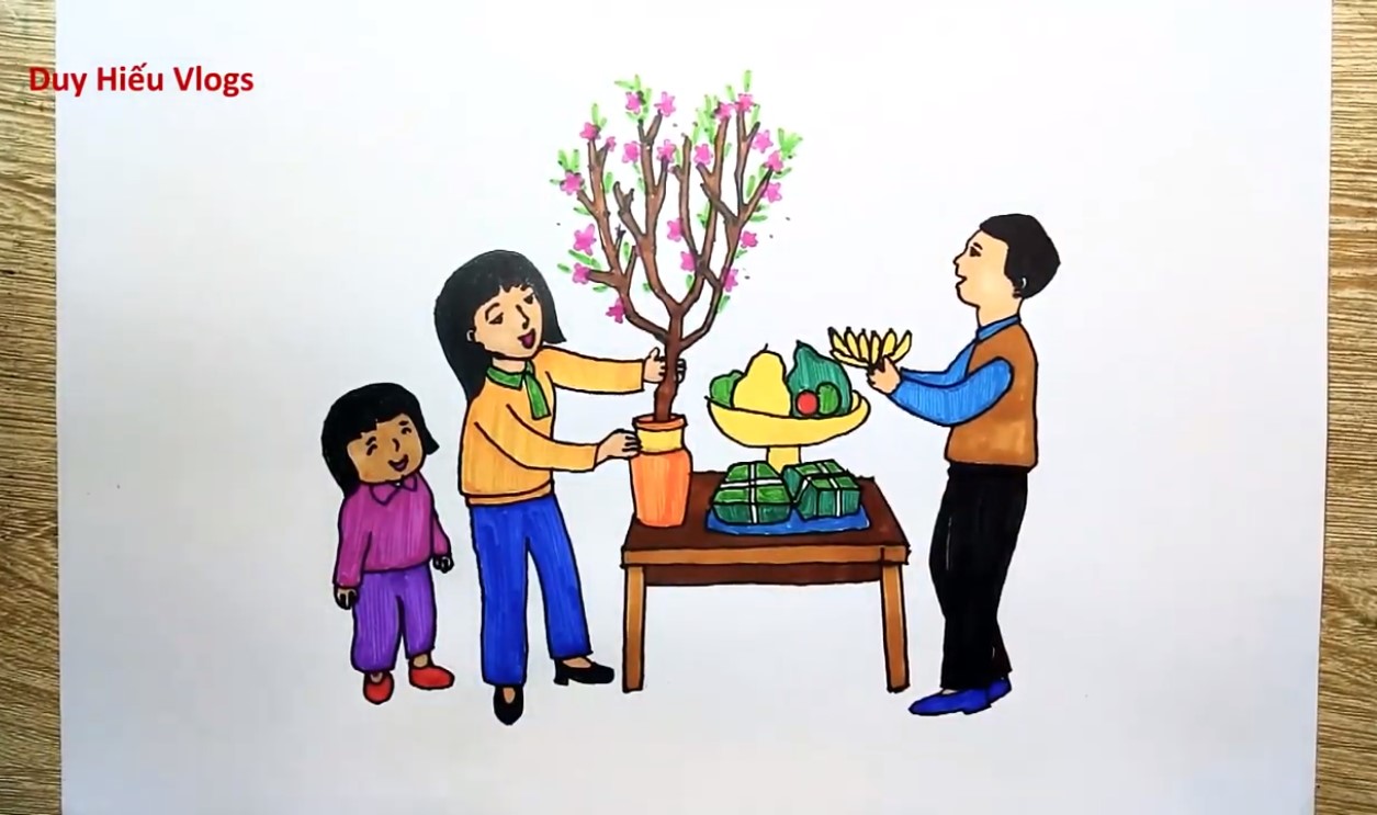 Ý Tưởng Vẽ Tranh Đề Tài Ngày Tết Tràn Đầy Ý NGhĩa 4 Vẽ tranh đề tài mâm ngũ quả thể hiện sự biết ơn, gợi nhớ tới tổ tiên