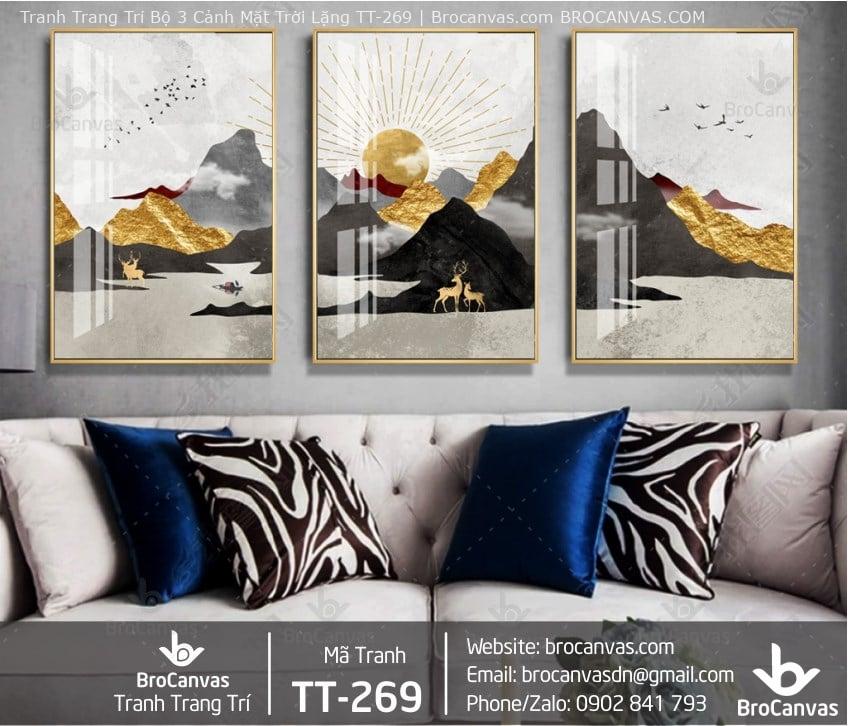Tranh đen trắng hiện đại cho không gian thêm quyến rũ, sang trọng 5 Tranh Trang Trí Bộ 3 Cảnh Mặt Trời Lặng TT-269 | Brocanvas.com