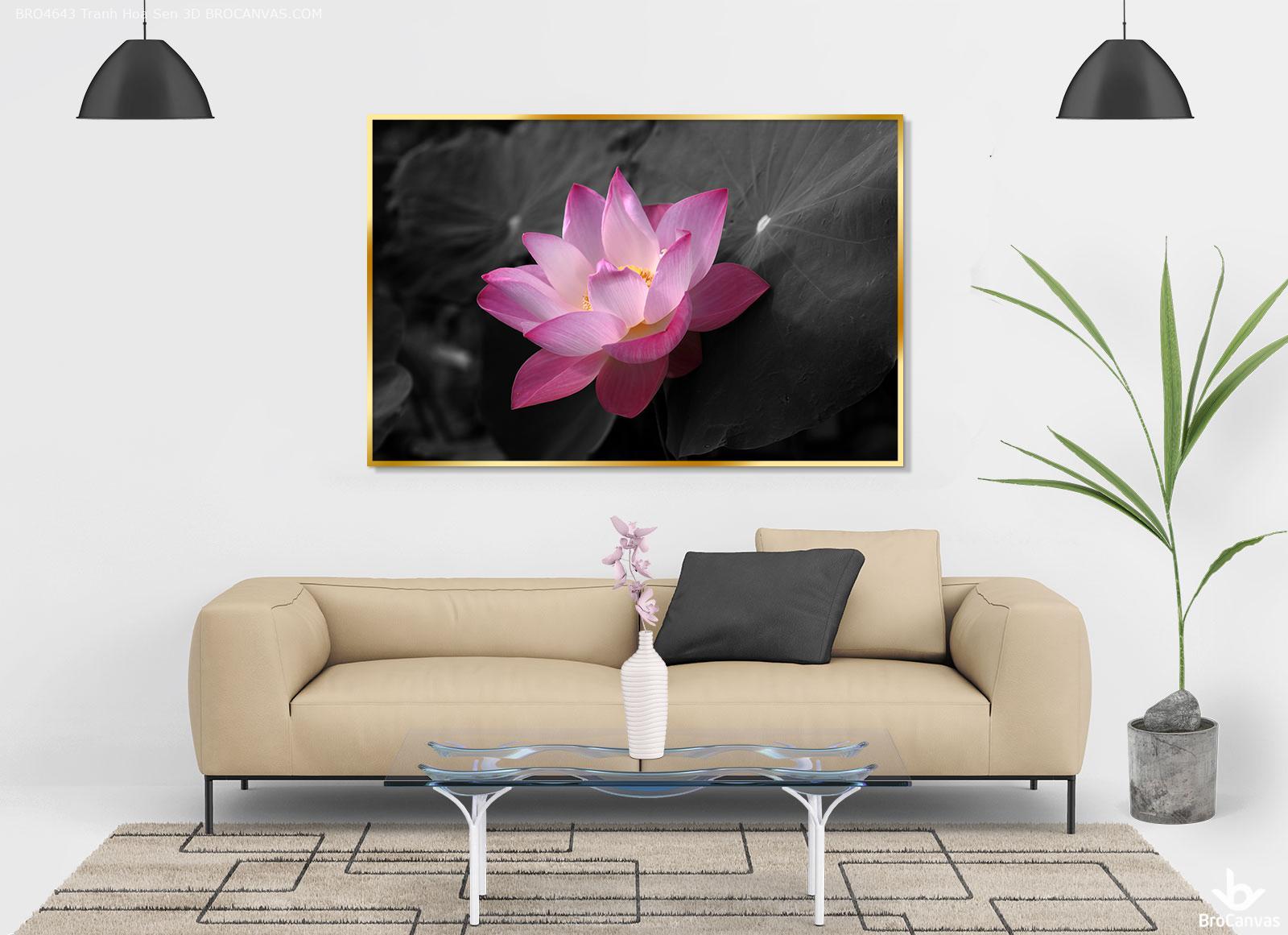 Top 5 phòng tranh Canvas Huế chất lượng nhất 3 Tranh hoa sen nắng mai tuyệt đẹp