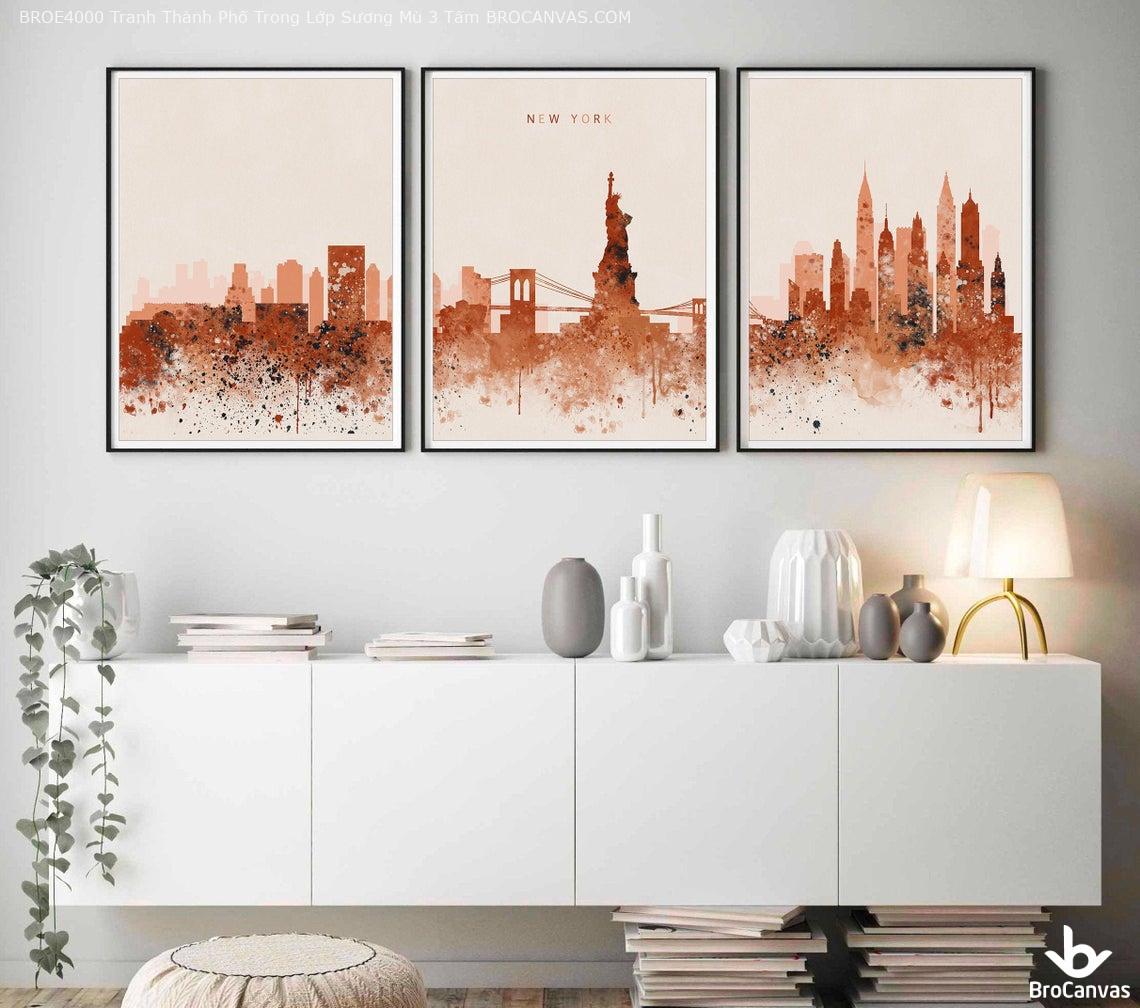 Tranh Canvas Cà Mau Bật Mí Điểm Bán Trang Uy Tín Bộ tranh thành phố trong làn sương