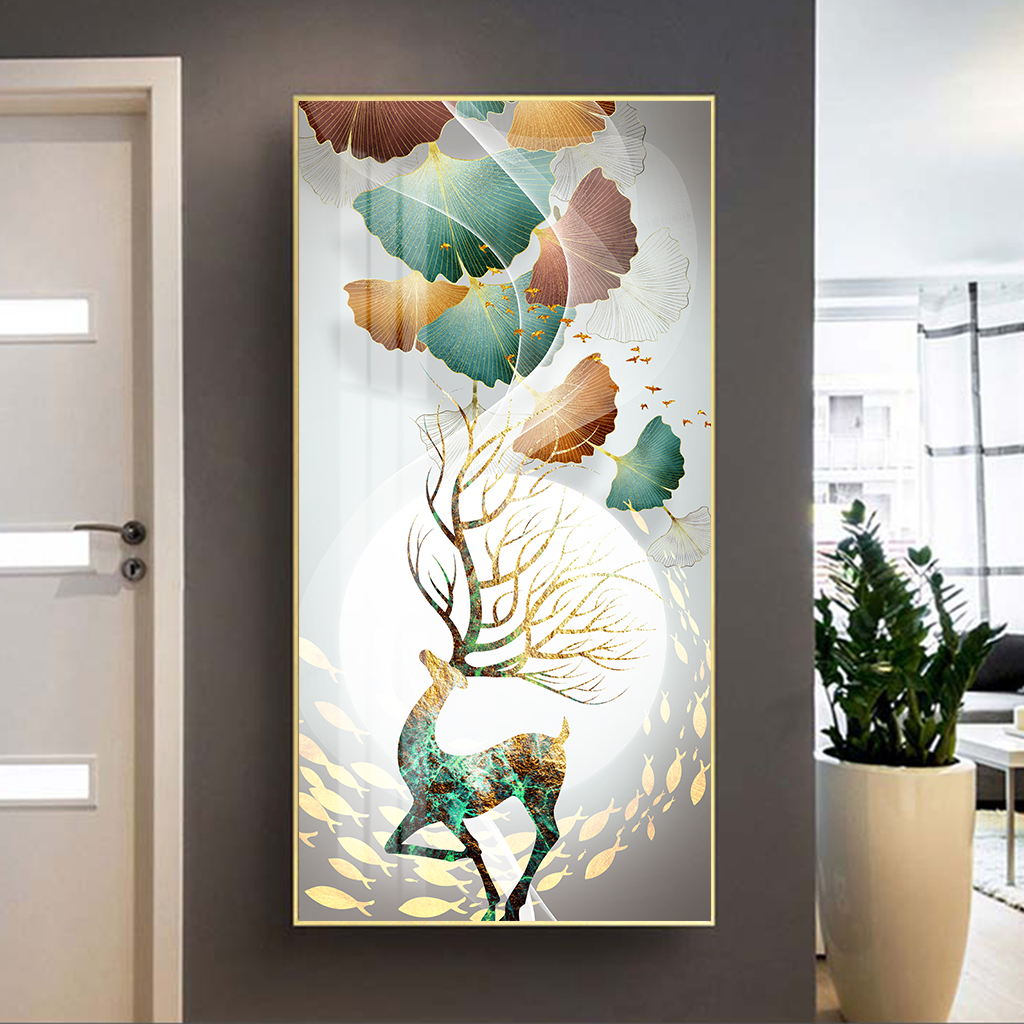 Top 5 phòng tranh Canvas Huế chất lượng nhất 1 Tranh Chú Hươu Ngắm Nhìn Lá Cây Ngân Hạnh