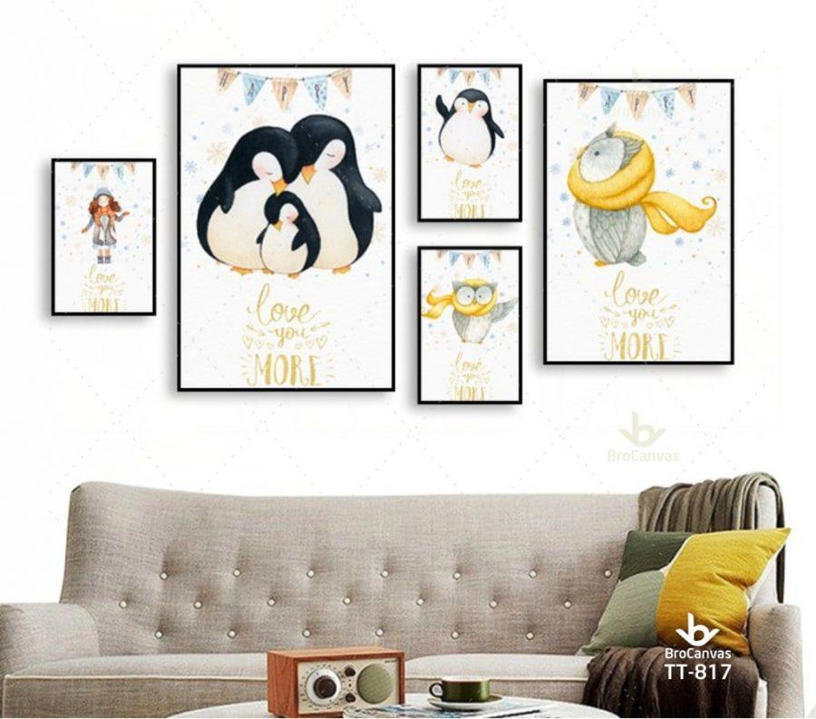 Vẽ tranh chủ đề về gia đình nổi bật nhất hiện nay 4 Tranh Gia Đình Chim Cánh Cụt