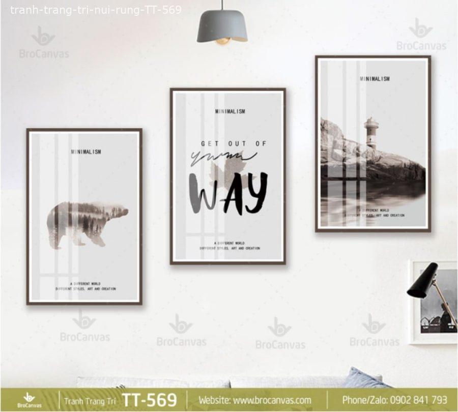 Tranh đen trắng hiện đại cho không gian thêm quyến rũ, sang trọng 3 Tranh Trang Trí Núi Rừng TT 569 | Brocanvas.com