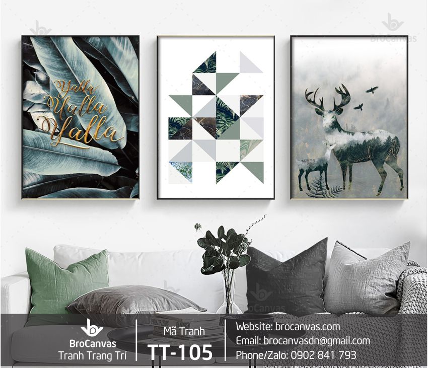 Dịch vụ In Tranh Canvas tại Brocanvas 11 Tranh Trang Trí Bộ 3 Hươu Phong Cách Bắc Âu TT-105 | Brocanvas.com