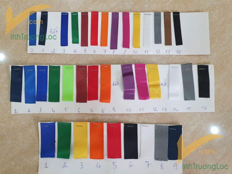 BẢNG MÀU DÂY ĐEO THẺ LỤA