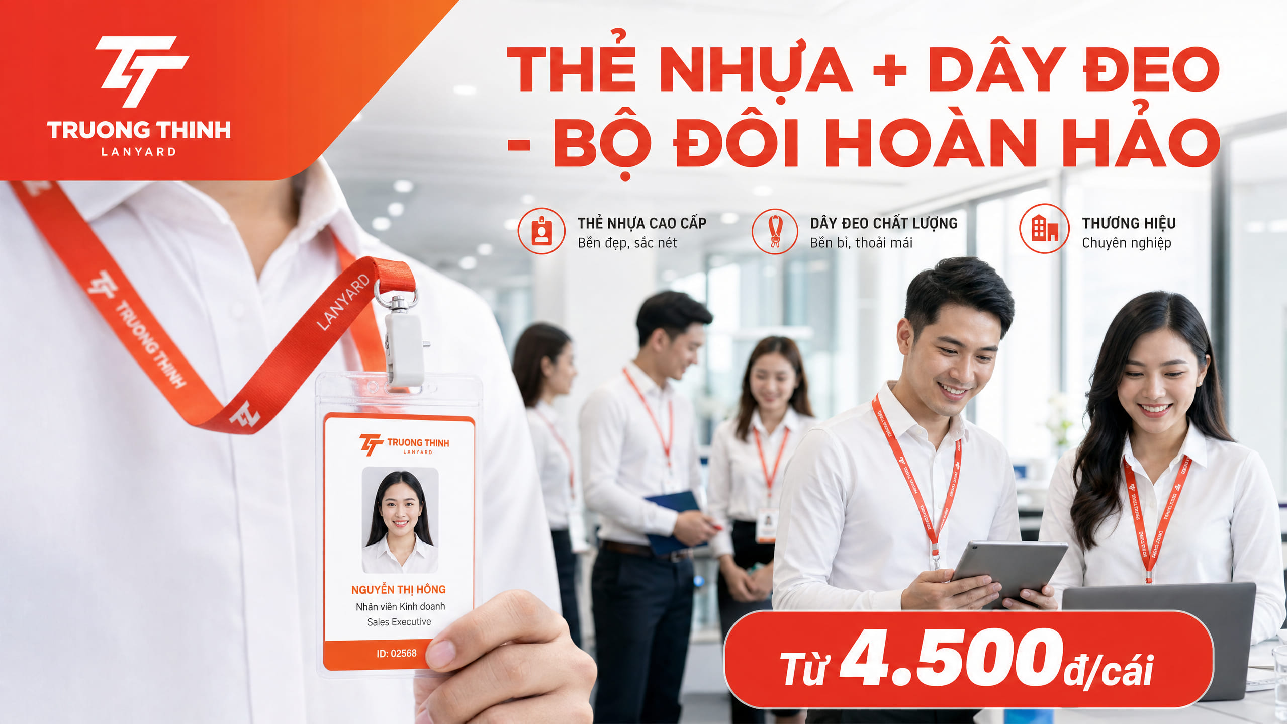 Thẻ nhựa kết hợp dây đeo chuyên nghiệp tại Trường Thịnh Lanyard