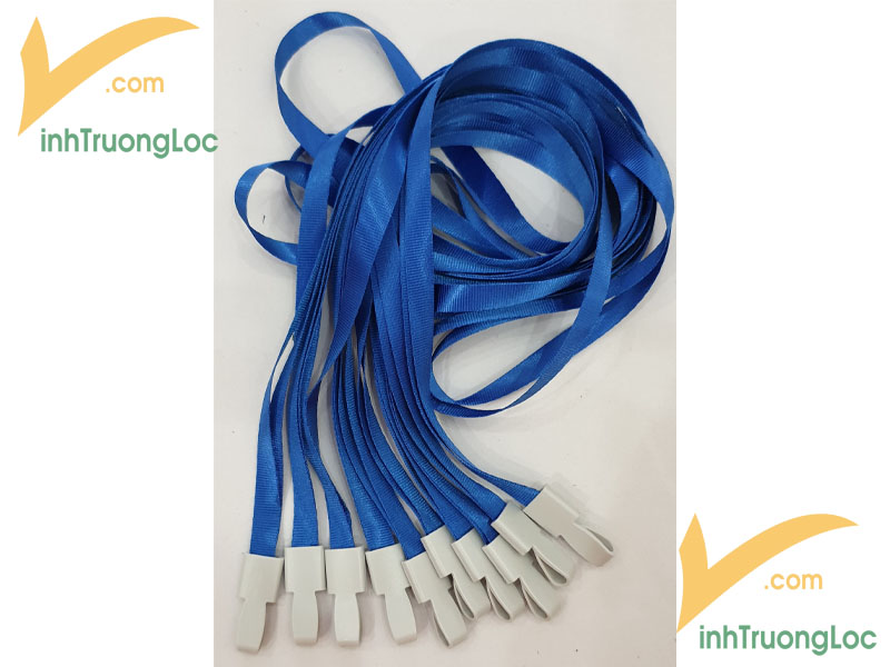 Dây đeo thẻ loại 10mm xanh dương móc nhựa