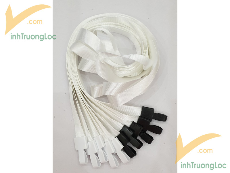 Dây đeo thẻ trắng trơn không in móc treo nhựa 15mm