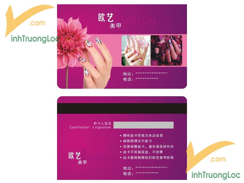 Mẫu thẻ hội viên dành cho tiệm nail sang trọng