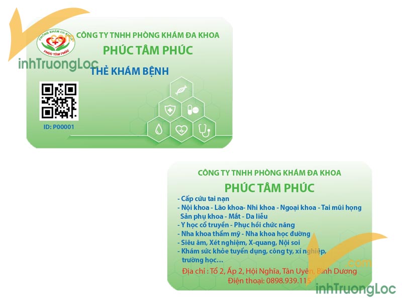 Thẻ khám bệnh Phòng khám đa khoa Phúc Tâm Phúc