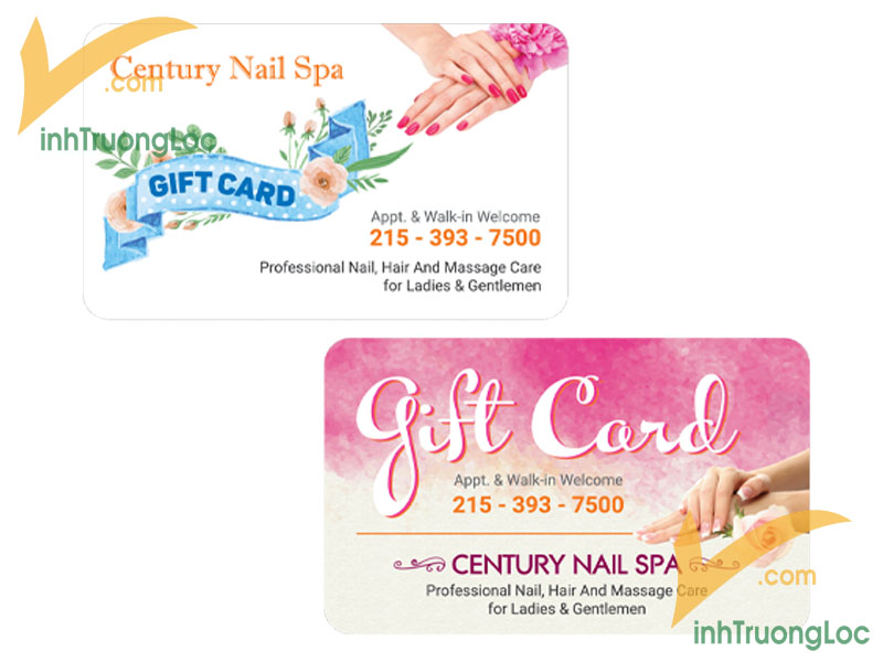 Mẫu thẻ quà tặng dành cho VIP Century Nail Spa