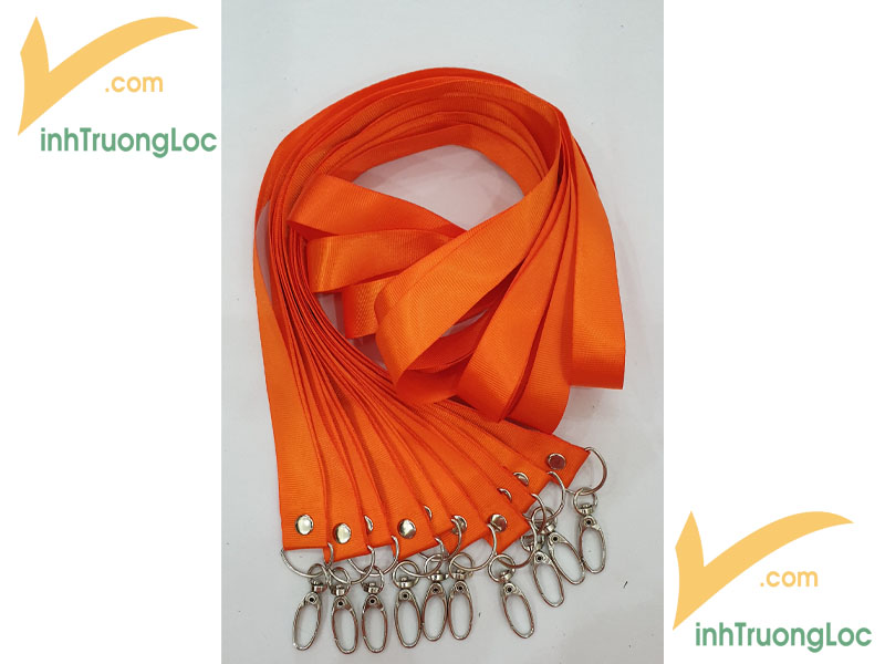 Dây đeo thẻ giá rẻ màu cam trơn 15mm
