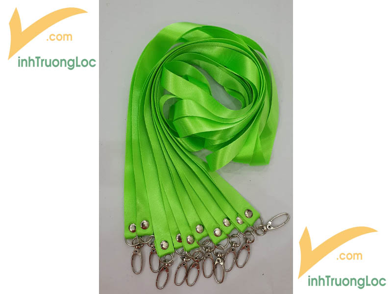 Mẫu dây đeo thẻ tên trơn xanh dạ quang 15mm