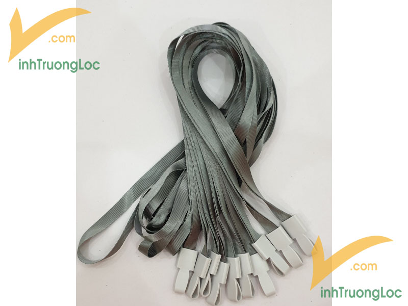 Mẫu dây đeo xám trơn không in 10mm có móc nhựa