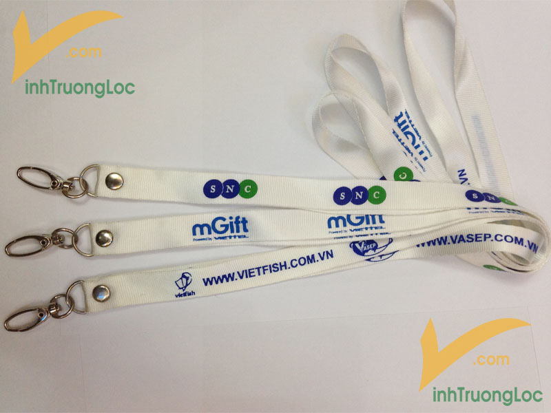 Mẫu dây đeo thẻ lụa 15mm giá rẻ màu trắng loại 10