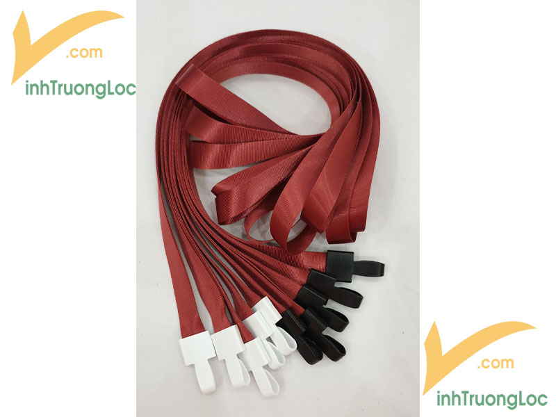 Dây đeo thẻ đỏ đô trơn loại 15mm móc treo nhựa