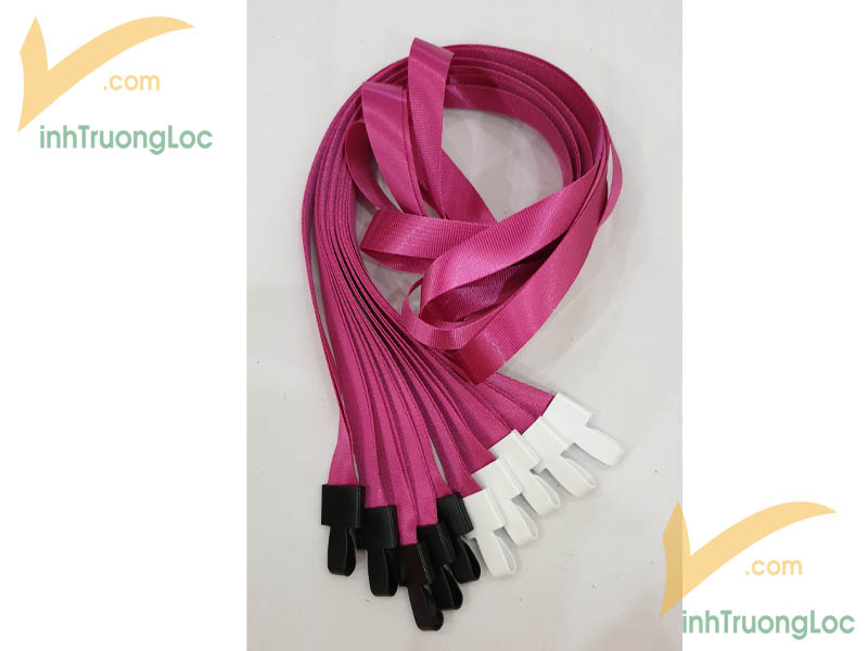 Dây đeo thẻ hồng trơn có móc treo nhựa 15mm