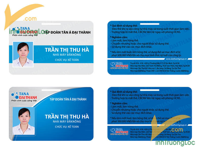 Thẻ nhân viên ngang Tập đoàn Tân Á Đại Thành