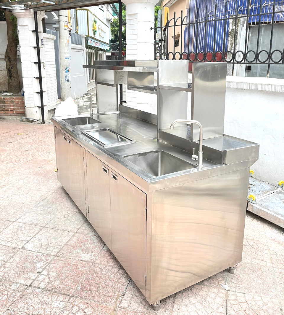 QUẦY PHA CHẾ TRÀ SỮA BOSS 2M INOX