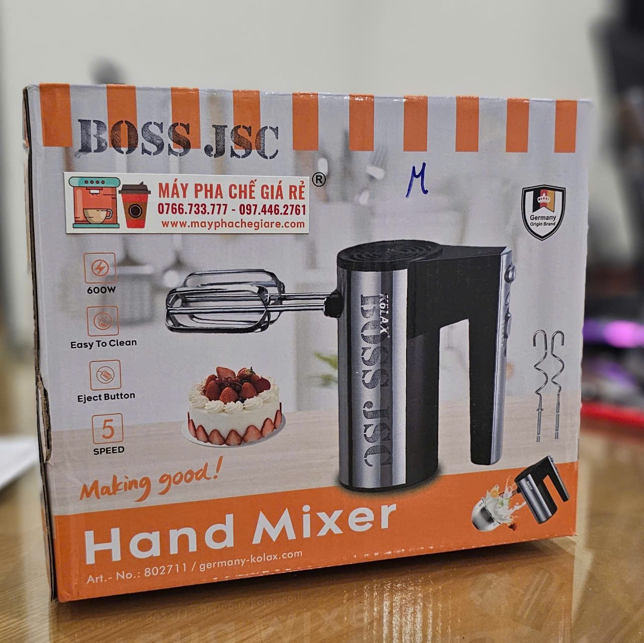 Máy đánh trứng cầm tay BOSS 5 cấp độ kèm 4 que trộn bột inox