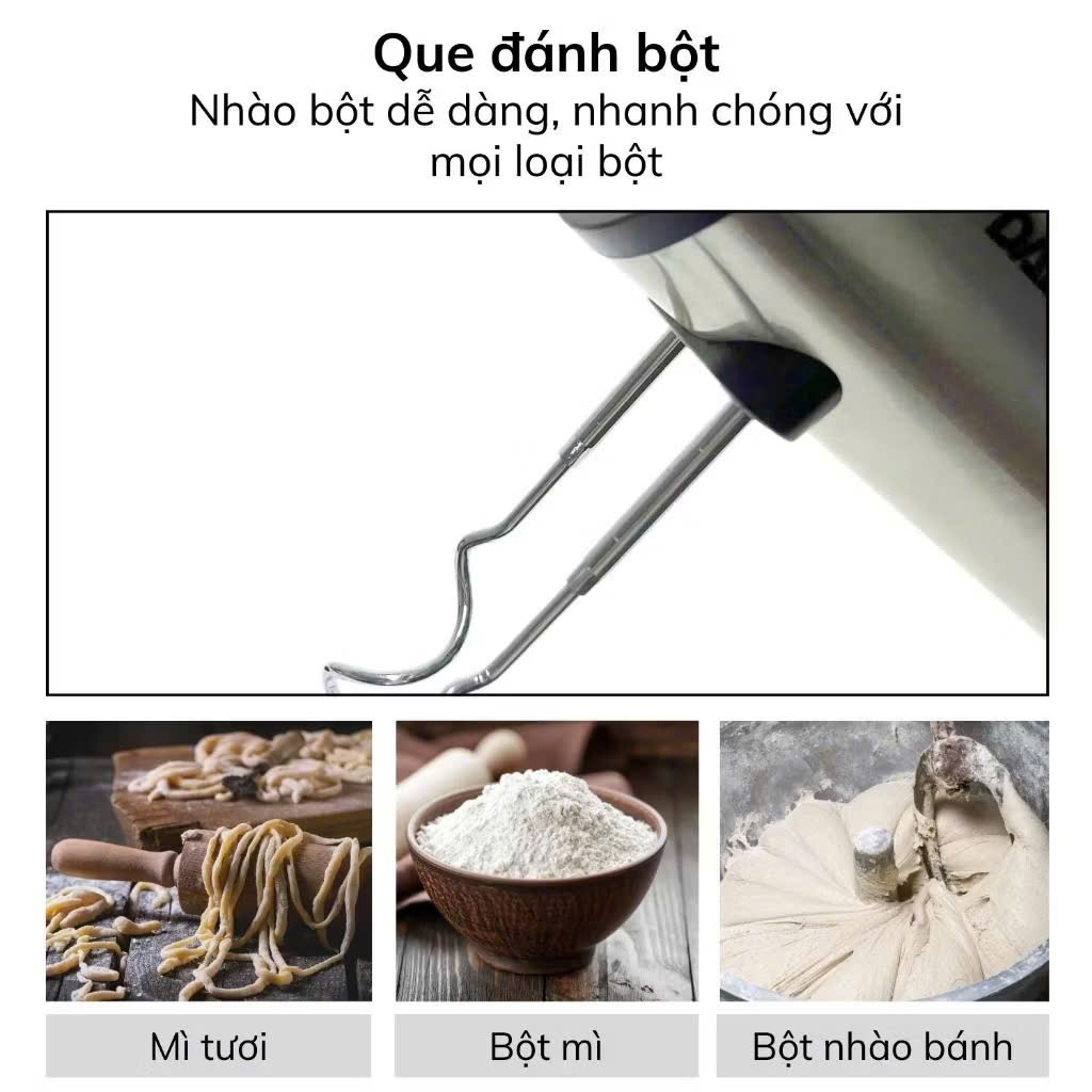 Máy đánh trứng cầm tay BOSS 5 cấp độ kèm 4 que trộn bột inox