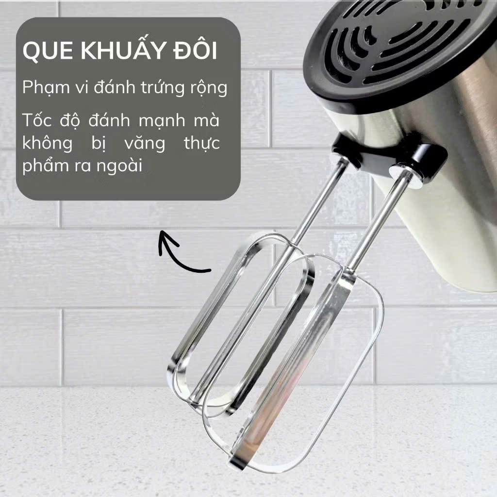 Máy đánh trứng cầm tay BOSS 5 cấp độ kèm 4 que trộn bột inox