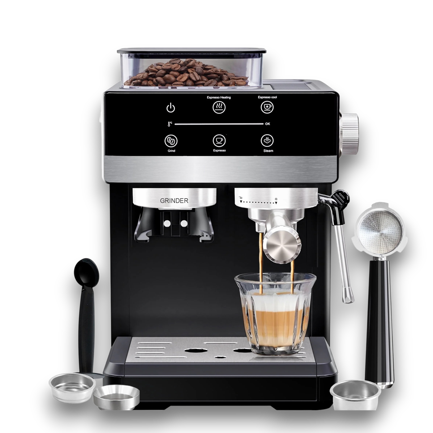 Máy Pha Cafe Bán Tự Động Gắn Kèm Máy Xay Hạt Boss CM5520