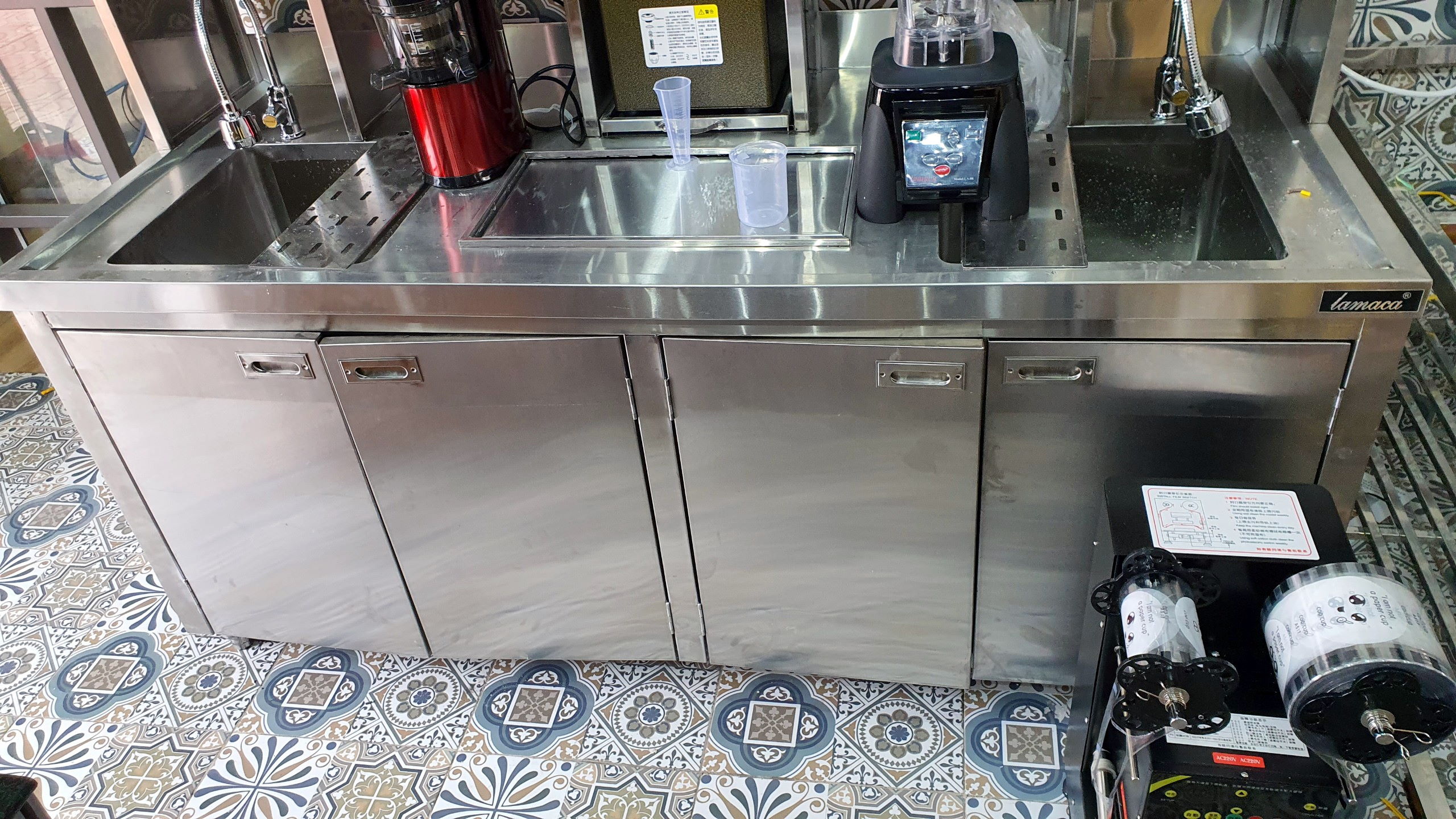 QUẦY PHA CHẾ TRÀ SỮA BOSS 1M6 INOX