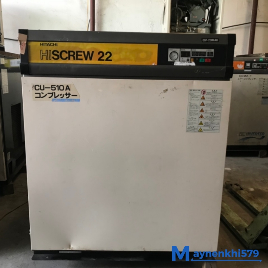 Máy nén khí trục vít Hitachi Hiscrew Aircool 22kw cũ