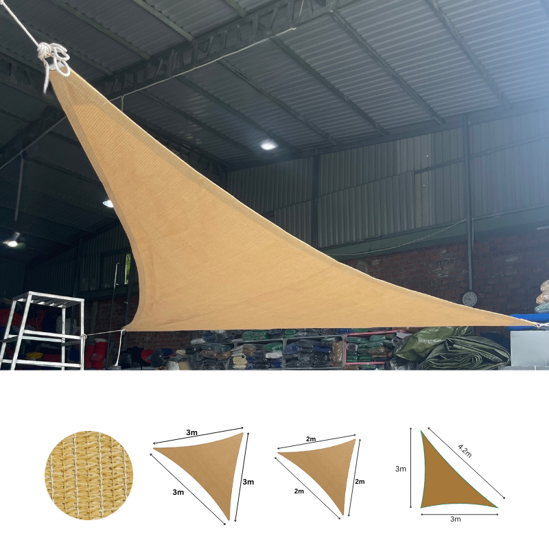 Lưới che nắng 90% - HDPE 325GSM Hàn Quốc- Tam giác đều 2x2x2m