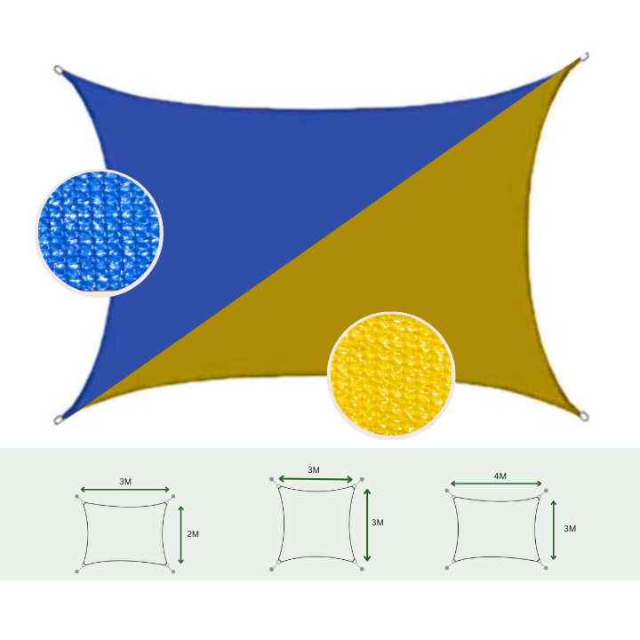 Lưới Che Nắng Tứ Giác Cắt Bo Cong – Phối 2 Màu, Che Nắng 90%, Thẩm Mỹ Cao