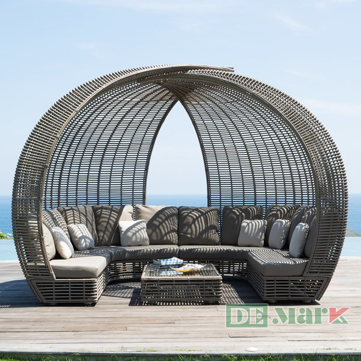 Top Mẫu Ghế Mây Nhựa Ngoài Trời Có Mái Che Đẹp Nhất 2024