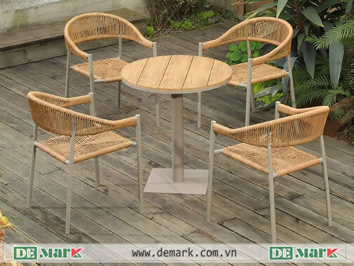 Bàn ghế nhựa giả mây DeMark ngoài trời