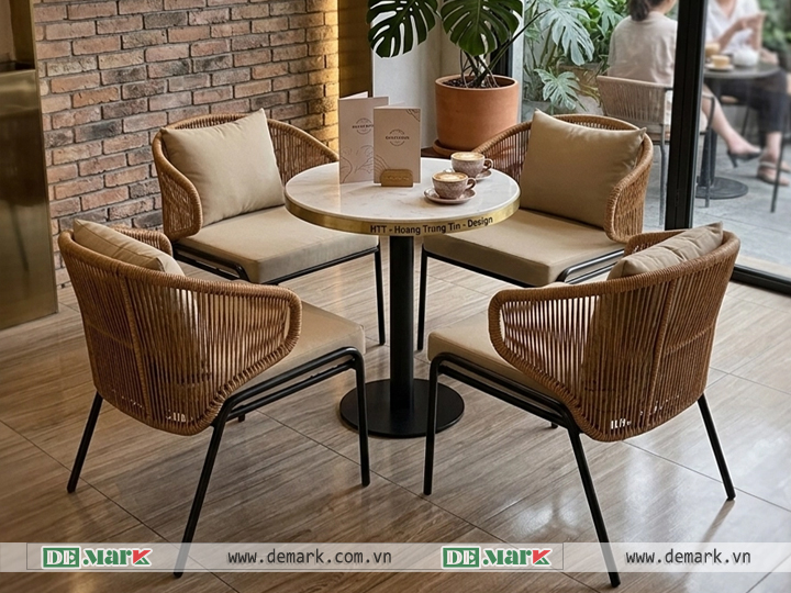 Bàn ghế cafe nhựa giả mây DeMark