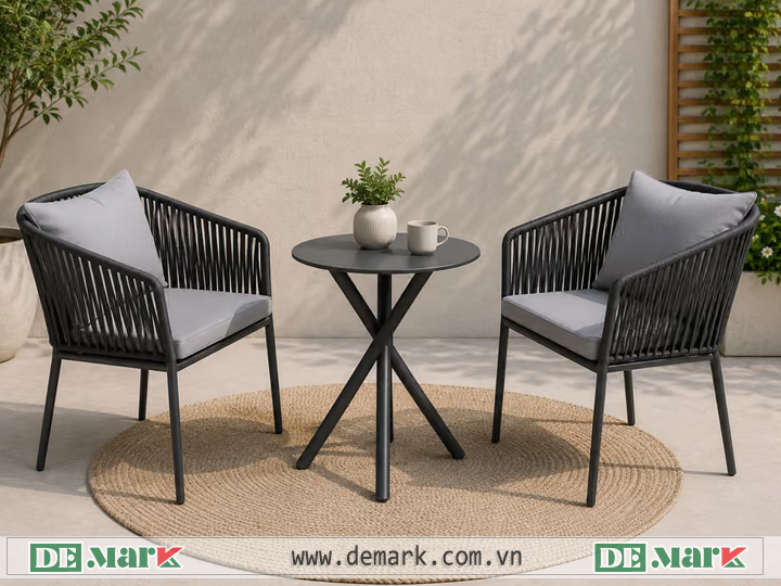 Bàn ghế nhựa giả mây ngoài trời