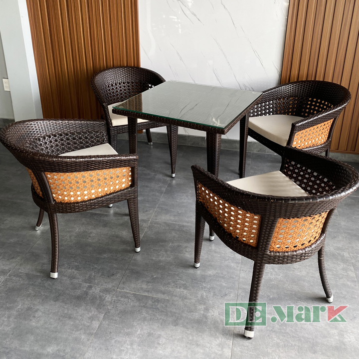 Bộ Bàn Ghế Cafe Nhựa Giả Mây MT298 | DEMARK Bộ Bàn Ghế Cafe Nhựa Giả Mây Mt298 | Demark