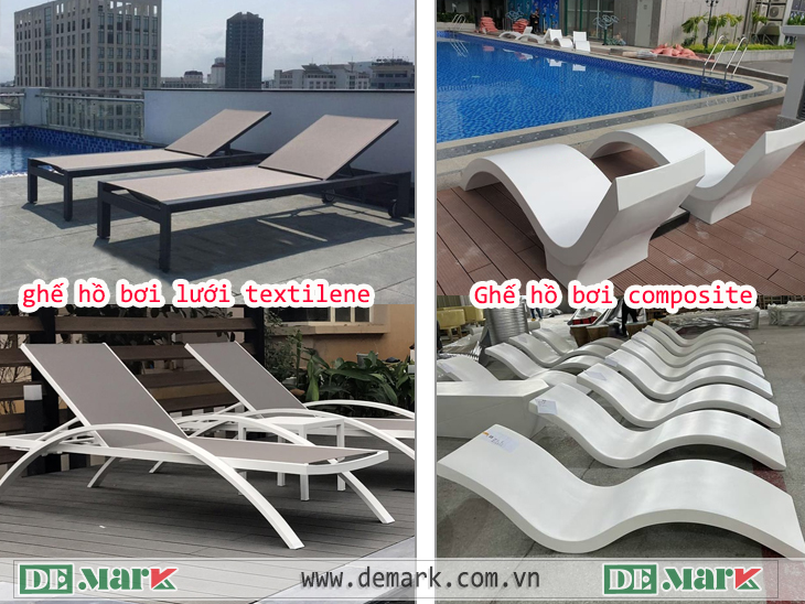 Ghế hồ bơi kết hợp Composite và Textilene