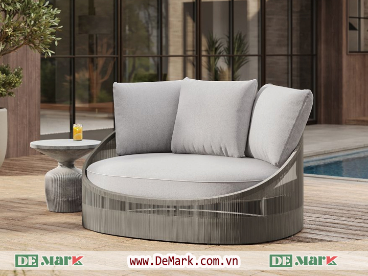 Ghế Hồ Bơi Mây Nhựa Khung Inox 304
