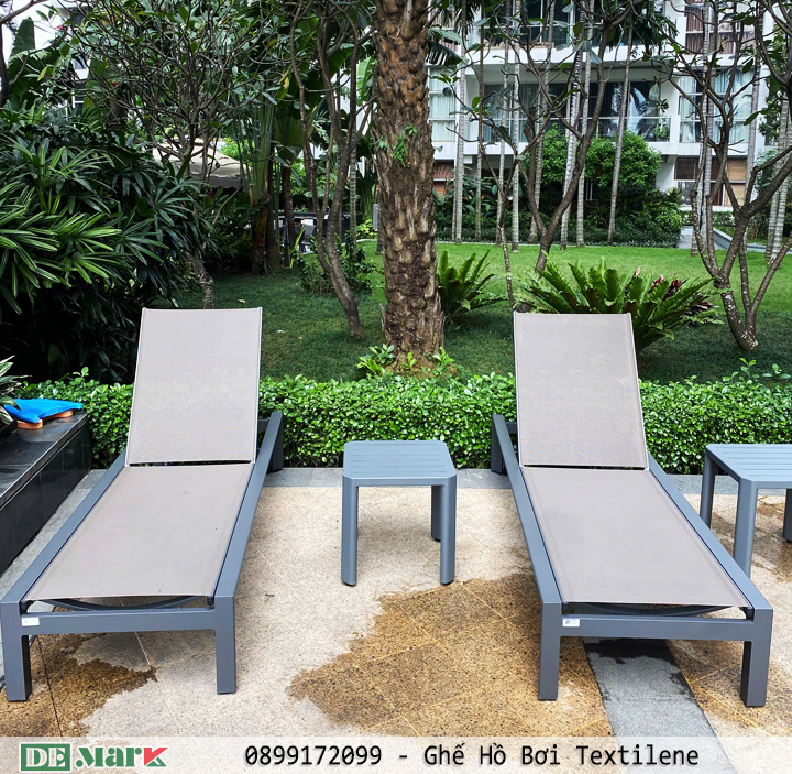 Ghế hồ bơi Textilene bền đẹp, thoáng mát giúp thư giãn và tắm nắng hiệu quả